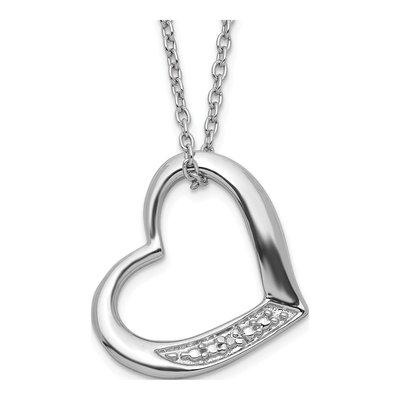 Sterling Silver Diamond Heart Pendant Necklace