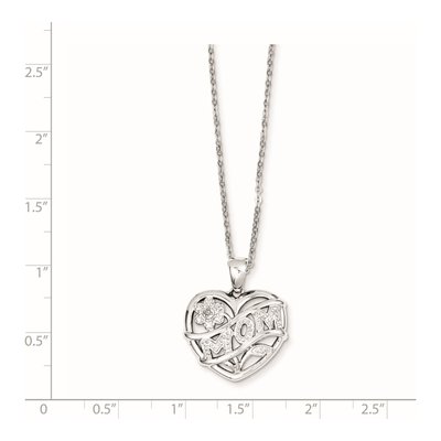 Sterling Silver CZ MOM Pendant Necklace – view 4