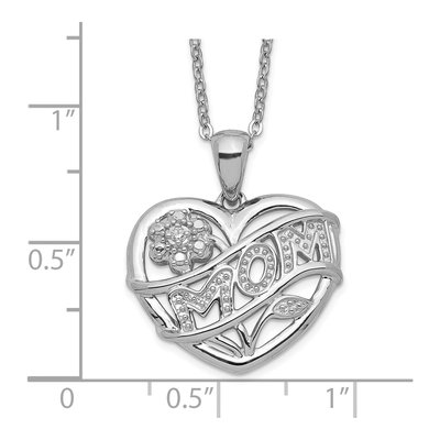 Sterling Silver CZ MOM Pendant Necklace – view 6