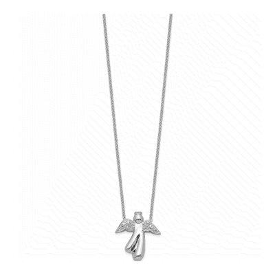 Sterling Silver Diamond Angel Pendant Necklace – view 3
