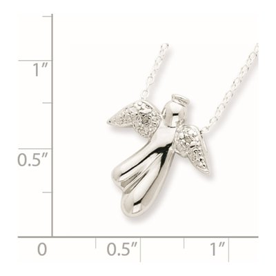 Sterling Silver Diamond Angel Pendant Necklace – view 4