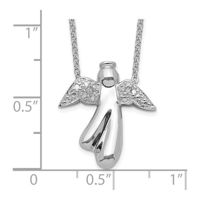 Sterling Silver Diamond Angel Pendant Necklace – view 6