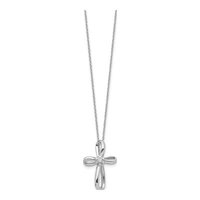 Sterling Silver Diamond Cross Pendant Necklace – view 3