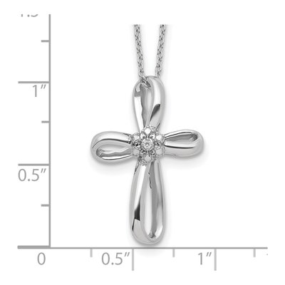 Sterling Silver Diamond Cross Pendant Necklace – view 5