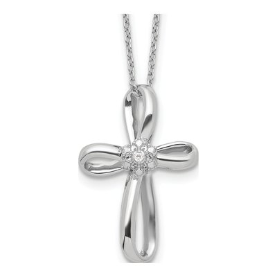 Sterling Silver Diamond Cross Pendant Necklace