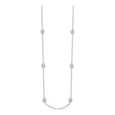 Sterling Silver CZ Station Necklace – view 3