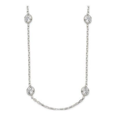Sterling Silver CZ Station Necklace