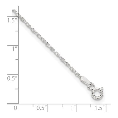 Sterling Silver 1.3mm Twisted Singapore Chain Anklet – view 4