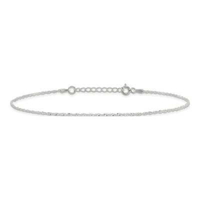 Sterling Silver 1.3mm Twisted Singapore Chain Anklet – view 5