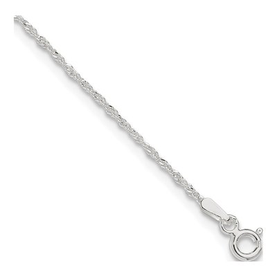 Sterling Silver 1.3mm Twisted Singapore Chain Anklet