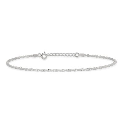 Sterling Silver 1.5mm Twisted Singapore Chain Anklet – view 4