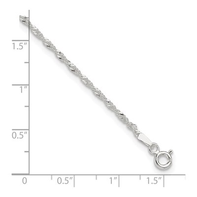 Sterling Silver 1.5mm Twisted Singapore Chain Anklet – view 6