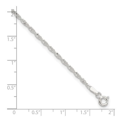 Sterling Silver 2mm Twisted Twisted Singapore Anklet – view 4