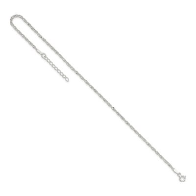 Sterling Silver 2mm Twisted Twisted Singapore Anklet – view 8
