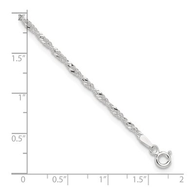 Sterling Silver 2mm Twisted Singapore Chain Anklet – view 4