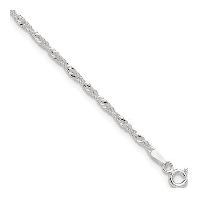 Sterling Silver 2mm Twisted Singapore Chain Anklet