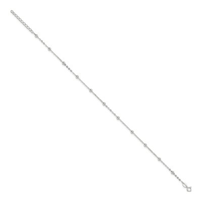 Sterling Silver 1mm Beaded Chain Anklet – view 3