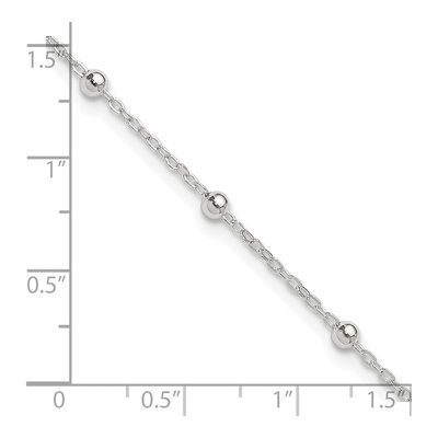 Sterling Silver 1mm Beaded Chain Anklet – view 4