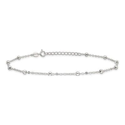 Sterling Silver 1mm Beaded Chain Anklet – view 5