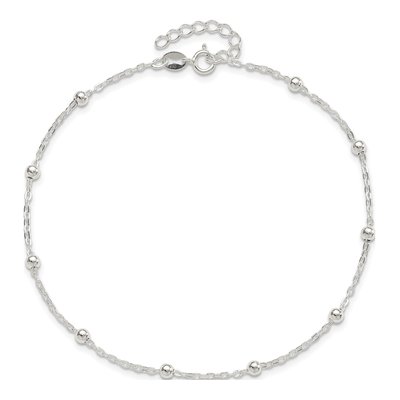 Sterling Silver 1mm Beaded Chain Anklet – view 6