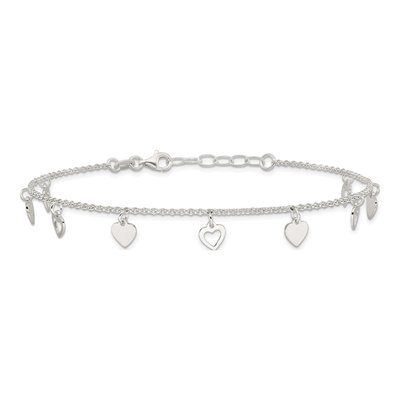 Sterling Silver Double Heart Anklet – view 4