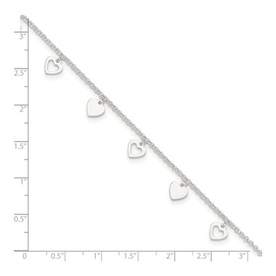 Sterling Silver Double Heart Anklet – view 5