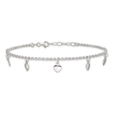 Sterling Silver Hearts Anklet – view 4