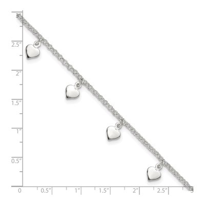 Sterling Silver Hearts Anklet – view 5