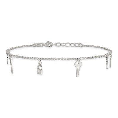 Sterling Silver Lock Key Anklet – view 4