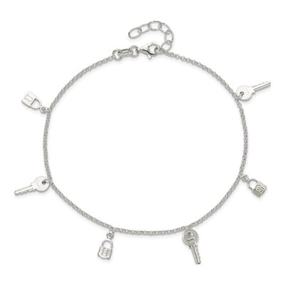 Sterling Silver Lock Key Anklet – view 5