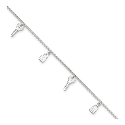 Sterling Silver Lock Key Anklet