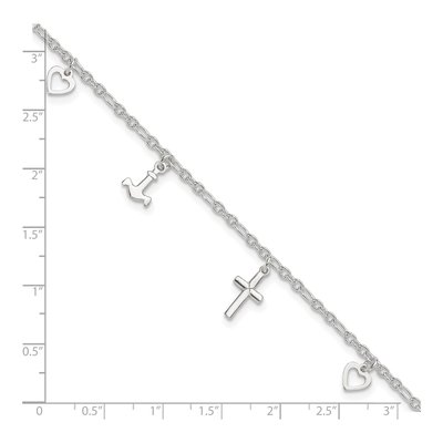 Sterling Silver Cross Heart Anchor Anklet – view 4