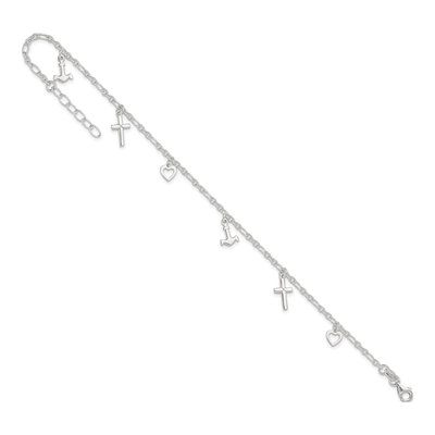 Sterling Silver Cross Heart Anchor Anklet – view 8