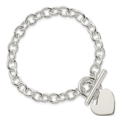 Sterling Silver Heart Toggle Bracelet – view 4
