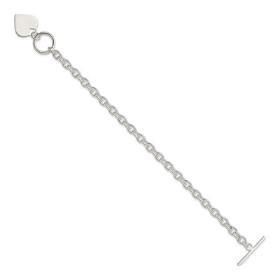 Sterling Silver Heart Toggle Bracelet – view 3