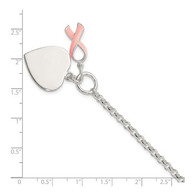 Sterling Silver Pink Ribbon Heart Bracelet – view 4