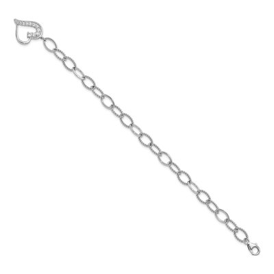 Sterling Silver CZ Heart Dangle Bracelet – view 3