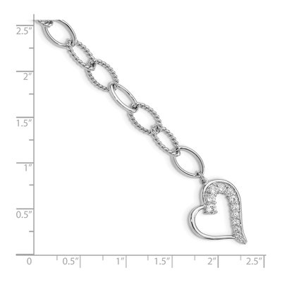 Sterling Silver CZ Heart Dangle Bracelet – view 5