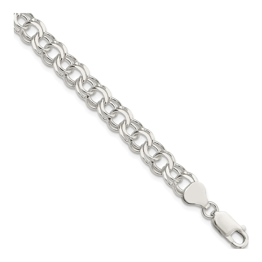 Sterling Silver 7.6mm Double Link Charm Bracelet