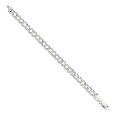 Sterling Silver Semi-Solid Double Link Charm Bracelet – view 3