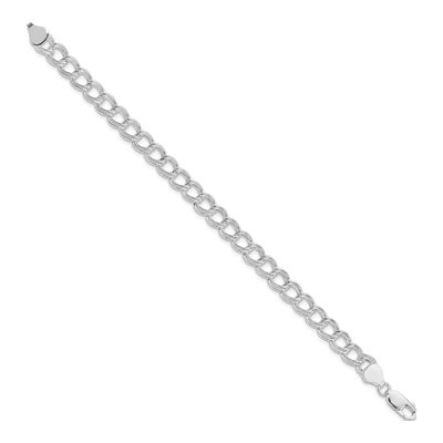 Sterling Silver Semi-Solid Double Link Charm Bracelet – view 3