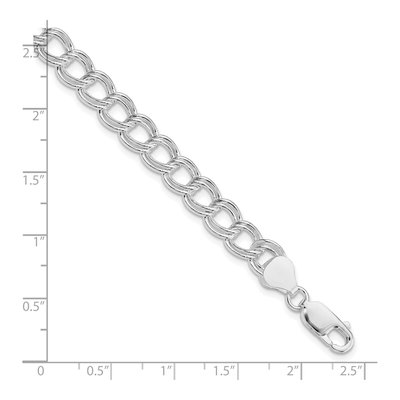 Sterling Silver Semi-Solid Double Link Charm Bracelet – view 5