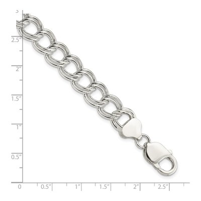 Sterling Silver Semi-Solid Double Link Charm Bracelet – view 5
