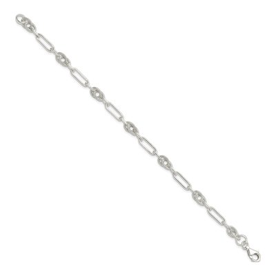Sterling Silver Textured Link Bracelet – view 3