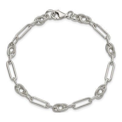 Sterling Silver Textured Link Bracelet – view 4