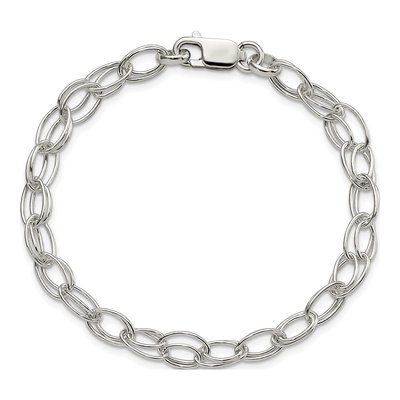 Sterling Silver 7mm Handmade Double Link Chain Bracelet – view 4