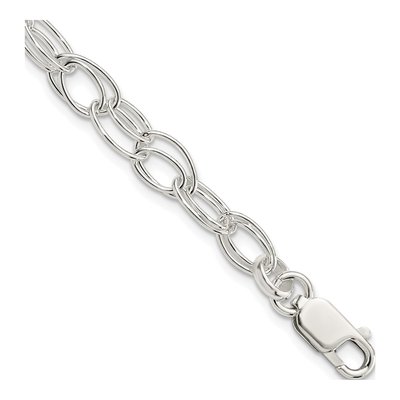 Sterling Silver 7mm Handmade Double Link Chain Bracelet