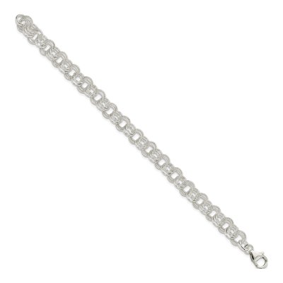 Sterling Silver Textured Link Charm Bracelet – view 3
