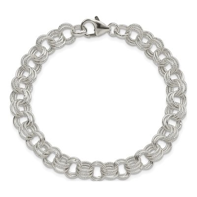 Sterling Silver Textured Link Charm Bracelet – view 4