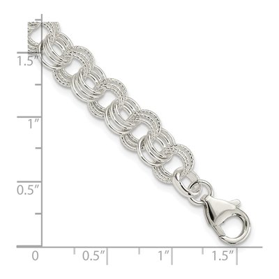 Sterling Silver Textured Link Charm Bracelet – view 5